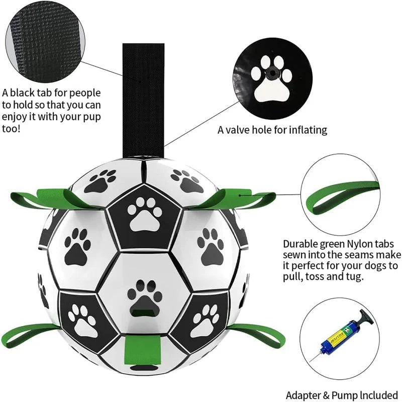 Floating dog football toy for pool and beach play